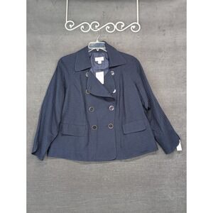 Talbots Petites Blue Blazer Career Jacket Waffle Knit Classy Bougie Size 18WP
